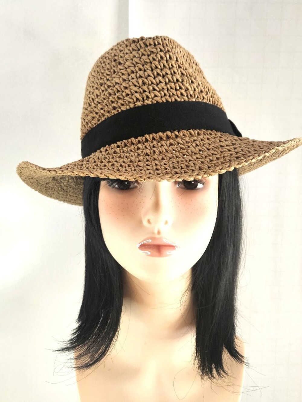 Black Long 14 Inch Bob High Temp Synthetic Wig with Side Swept Bangs